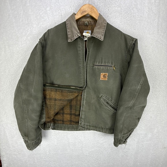 Carhartt Other - Carhartt Detroit Jacket Blanket Lined Mens XL J76 MOS Moss Green Faded